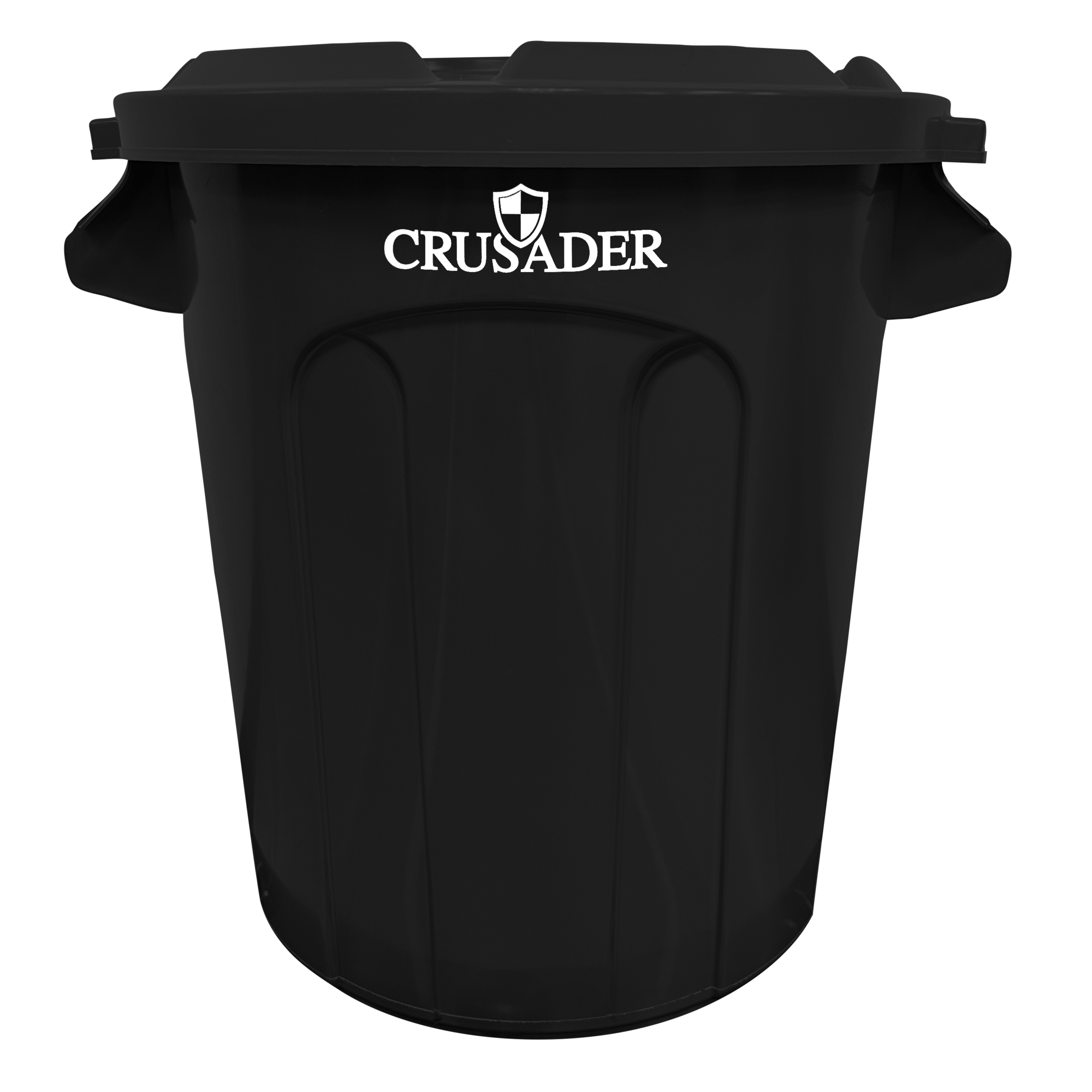 Crusader Round Heavy-duty Utility Container, 10 Gallon, 15-3/5" Dia. x 17-3/10" H, Polyethylene, Black, NSF, Made in USA